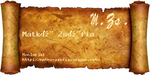 Matkó Zsófia névjegykártya
